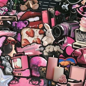 Pink and Black Aesthetic Sticker Set-50pc